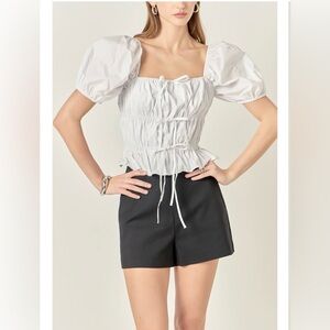 English Factory White Puff Sleeve Blouse
